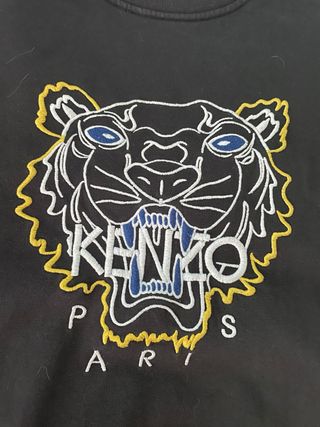 Sudadera Kenzo Negra con Bordado de Tigre