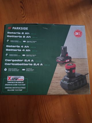 Parkside Batería 2 Ah +4 ah y Cargador 2,4 A