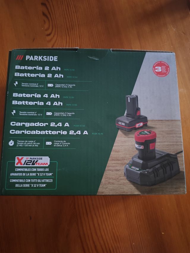 Parkside Batería 2 Ah +4 ah y Cargador 2,4 A