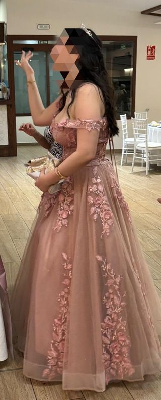 Vestido de fiesta rosa para 15 años