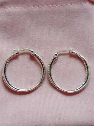 Pendientes Aro Doble Finito Plata