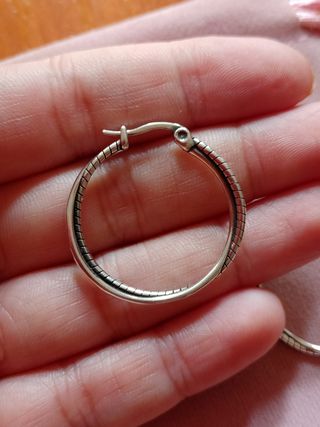 Pendientes Aro Doble Finito Plata