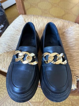 Mocassini donna con catena oro