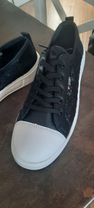 Scarpe sneakers donna pizzo nere bianche 40.5