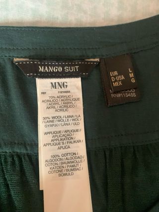 Camiseta larga verde Mango Talla L