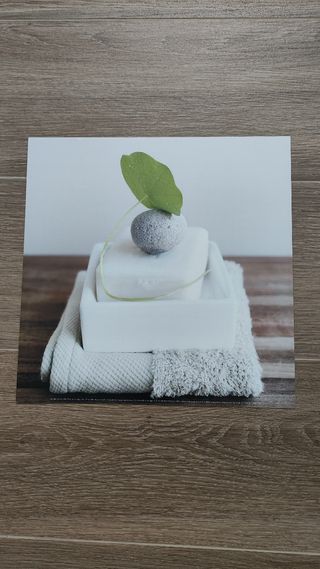 Lenzuolo decorativo per bagno in pietra e foglia