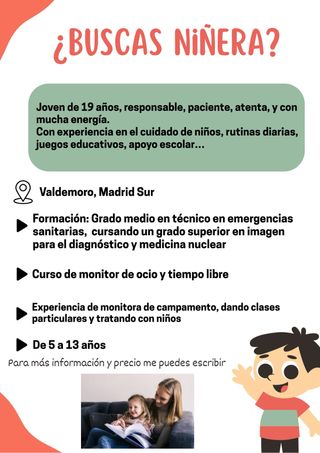 cuidadora de niños de 5 a 13 años