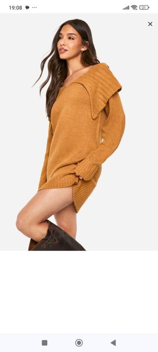 Vestido jersey marrón mujer