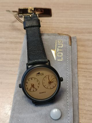 Reloj Lotus Dual Vintage Negro/Dorado. Nuevo