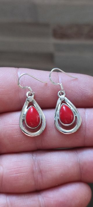 Pendientes de Plata y Coral. 