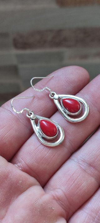 Pendientes de Plata y Coral. 