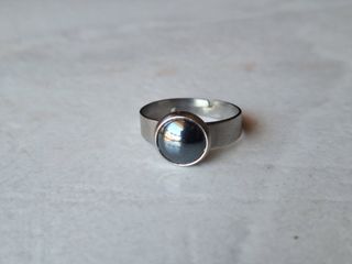 Anello con petra nera Ematite argentato