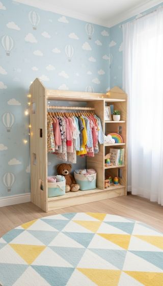 Armario Montessori de Madera Natural para niños