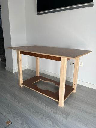 Mesa camilla rectangular con cristal y SIN ROPA.
