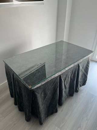 Mesa camilla rectangular con cristal y SIN ROPA.
