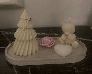 Set candele profumate in cera di soia con vassoio