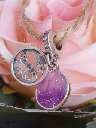 Charm Corazón Infinito Morado y Rosa