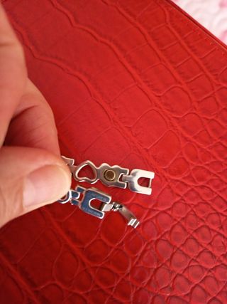 Pulsera Acero y lámina Oro 14 Kl Corazones