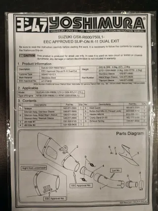 Escape Yoshimura R11 Suzuki GSXR 2012