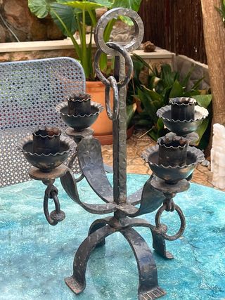 Candelabro Hierro Forjado Antiguo
