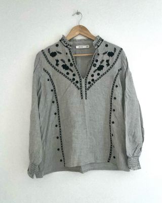 Camisa Sfera Manga Larga Bordada Gris XL