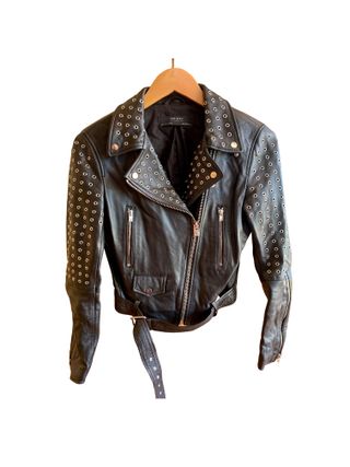 Chaqueta Biker Zara Piel Ovina Tachuelas Talla M