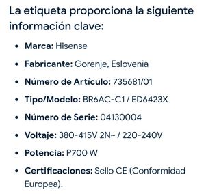 Placa de inducción Hisense