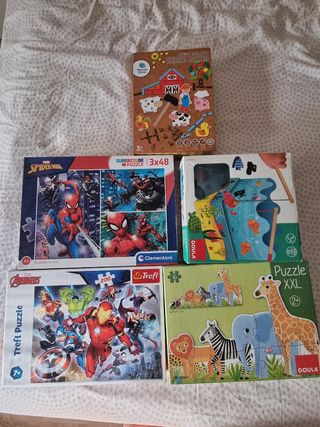 Lote Puzzles Marvel Spiderman, Avengers y Goula