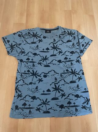 Camiseta Estampada Palmeras y Velero