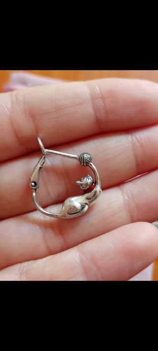 Pendientes Aro Gato y Ovillo Plata