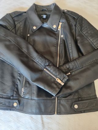 Cazadora Biker Imitación Piel Mujer