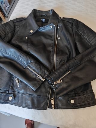 Cazadora Biker Imitación Piel Mujer