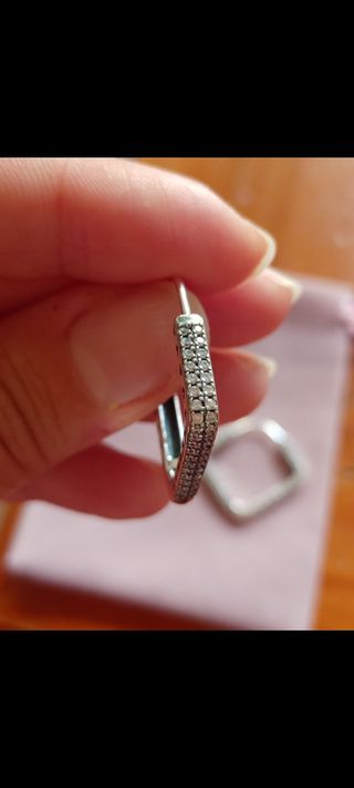 Pendientes Aro Cuadrado Circonitas Plata