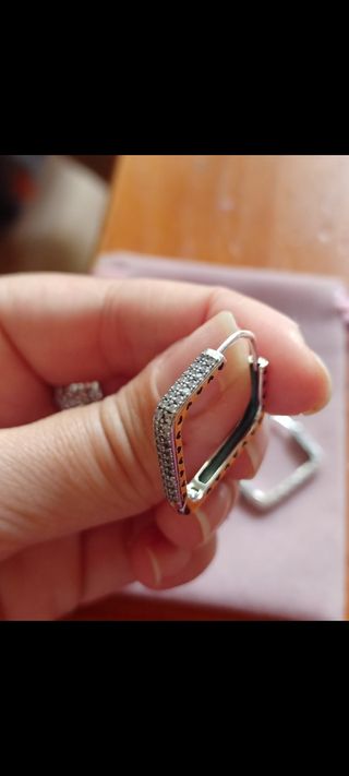 Pendientes Aro Cuadrado Circonitas Plata