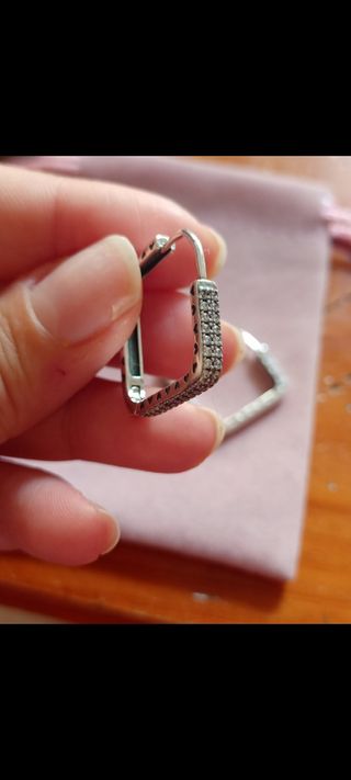 Pendientes Aro Cuadrado Circonitas Plata