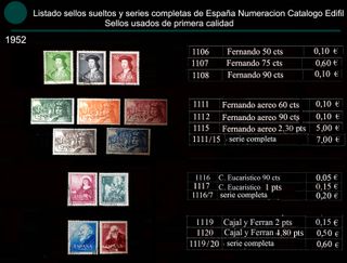 Sellos de 1952 Usados España