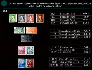 Sellos de 1952 Usados España