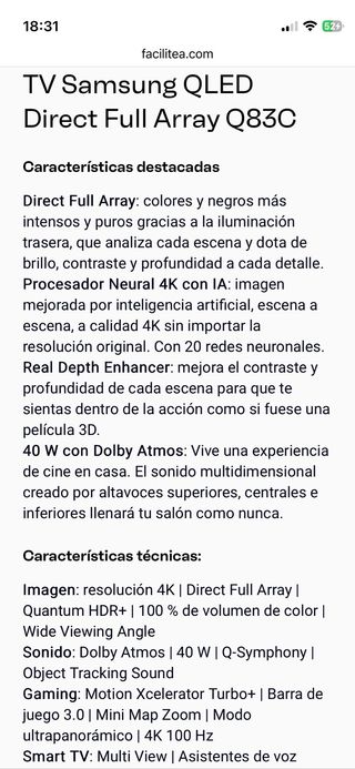 Smart TV Samsung QLED 65”y Televisor THOMSON 45”
