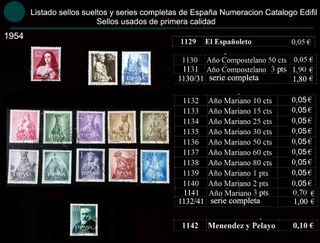 Sellos de 1954 Usados España