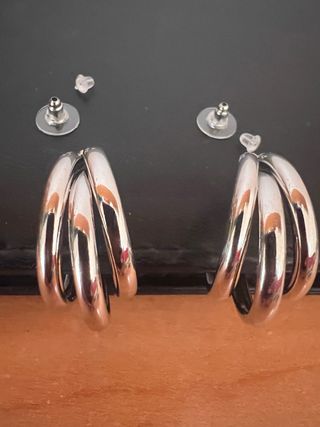 Pendientes triple aro plateados