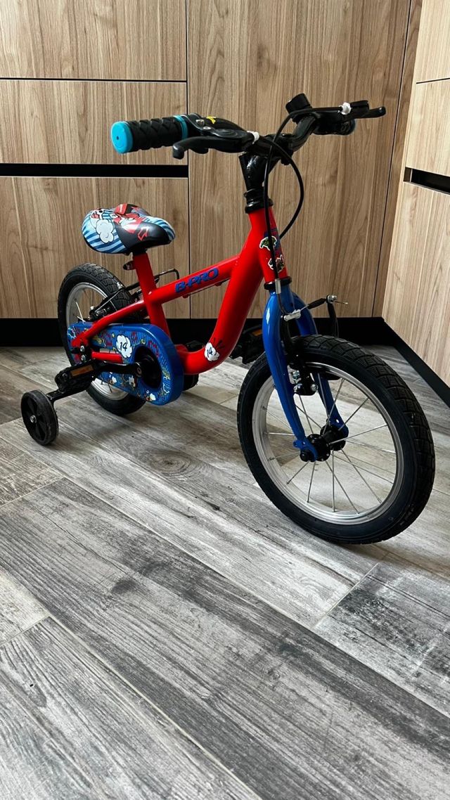 Bicicleta infantil B-Pro 14 roja y azul