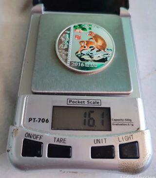 Moneda Plata China 2016 Año Mono Coloreada
