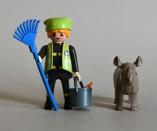 Playmobil Cuidadora Zoo con Rinoceronte