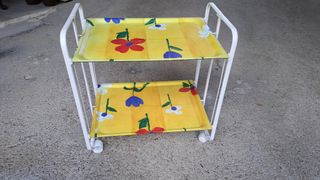 Mesa auxiliar plegable, vintage, con diseño floral
