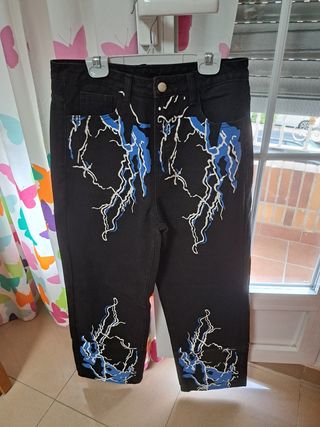 Pantalones vaqueros negros Shein con rayo