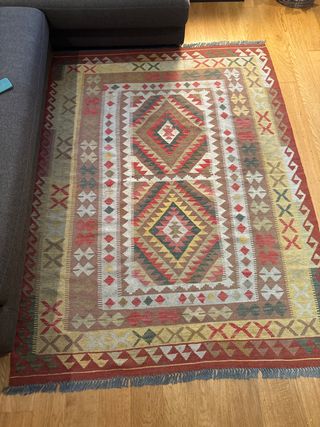 Tappeto Kilim marrone e rosso
