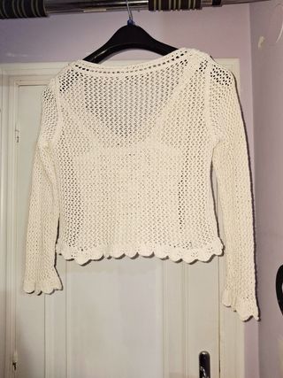 Conjunto Top Crochet Blanco Talla 48