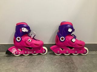 Kit Patines (T28) + Protecciones + Bolso Rosa/Mora