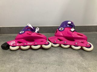 Kit Patines (T28) + Protecciones + Bolso Rosa/Mora