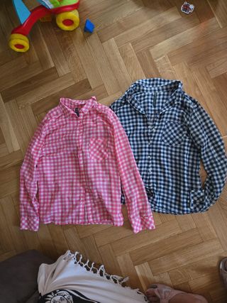 Camisas a cuadros rosa y azul marino